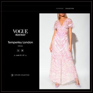 $4590 Temperley London ‘West’ Iridescent Crystal Pink and Cream Runway Gown